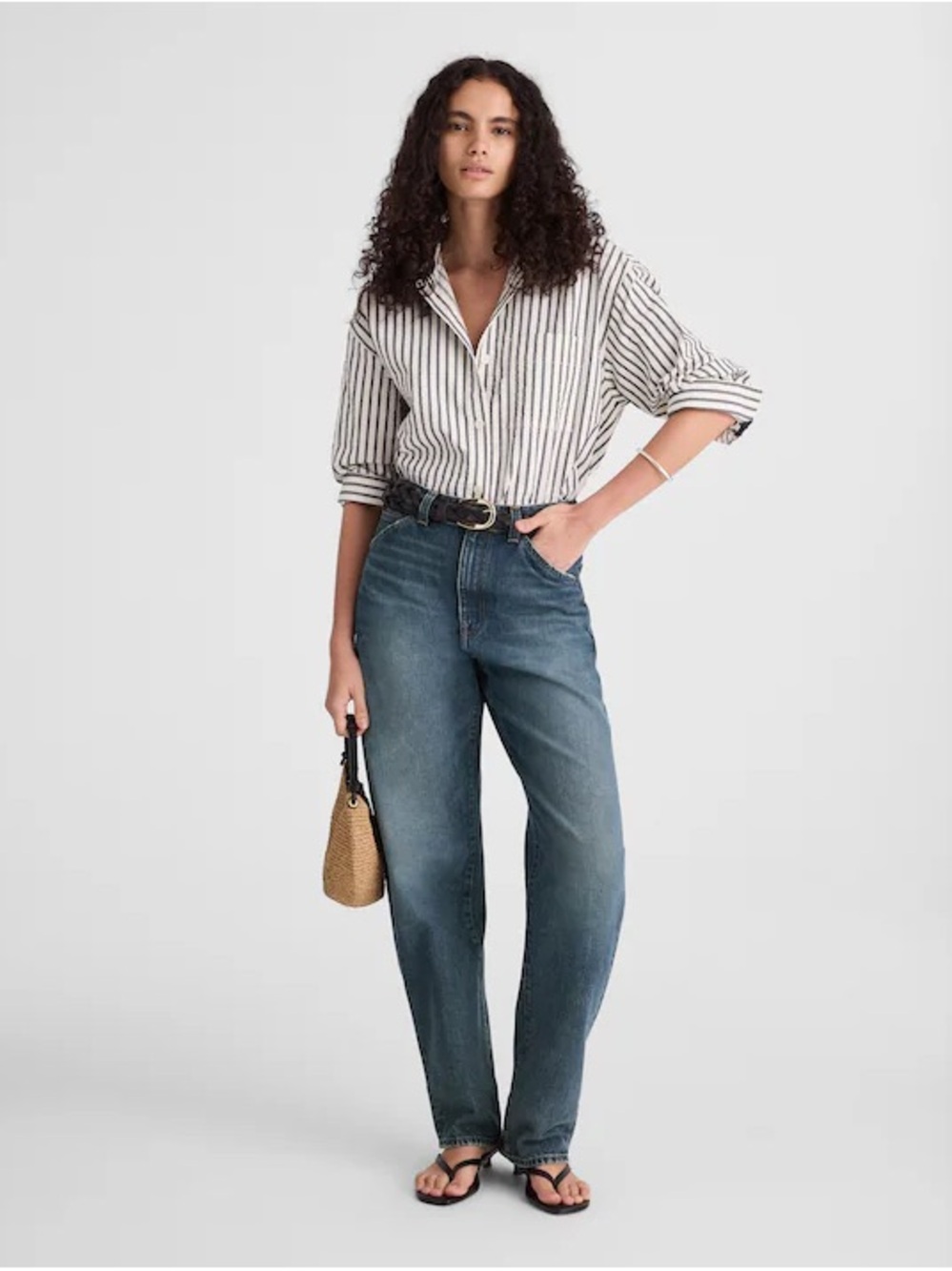 Madewell Medium Wash Balloon Barrel Leg Jeans High Rise Denim Size 28